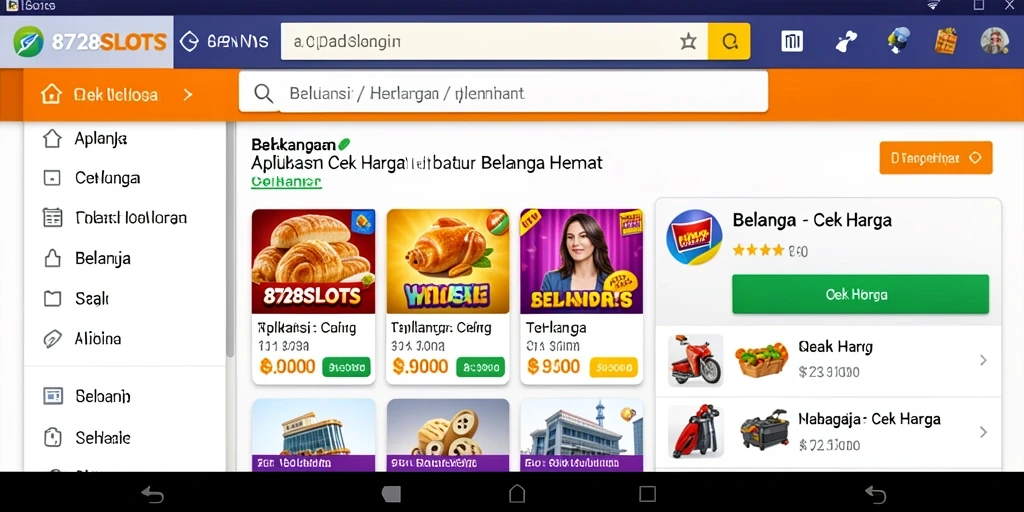 Antarmuka aplikasi 8728SLOTS untuk cek harga produk.