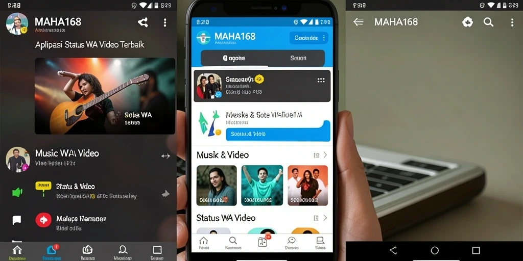 Tampilan antarmuka MAHA168 yang intuitif untuk Status WA Video.