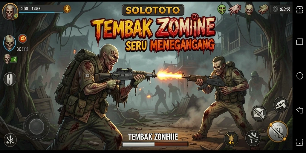 Tampilan antarmuka menarik game SOLOTOTO saat melawan zombie.