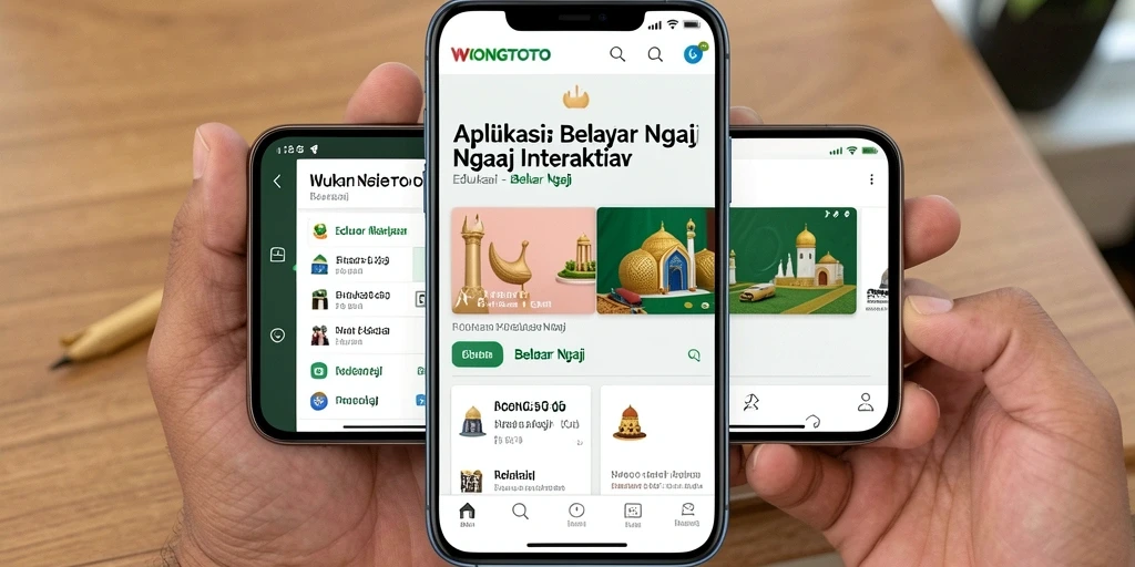 Tampilan antarmuka WONGTOTO yang menarik untuk belajar ngaji.