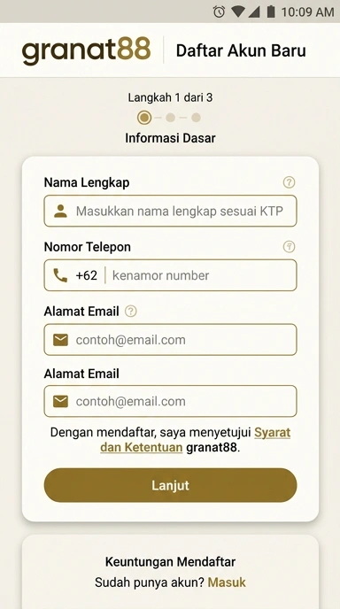 Buat Akun Baru di granat88 untuk Pengguna Android